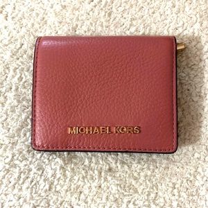 Michael Kors Jet Set Travel Leather Carryall Card Case| Antique Rose | Wallet